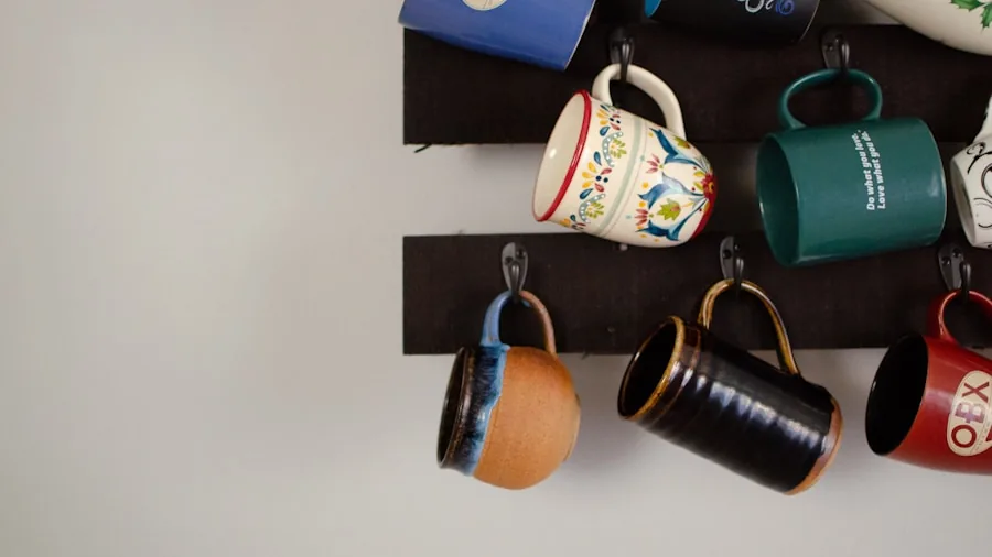 compact kitchen vertical organization mug display