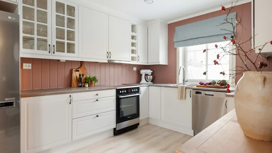 Kitchen Cabinet Makeover Ideas Transform 1990s Spaces Into Modern Homes 2 cream and berry colored kitchen cabinets