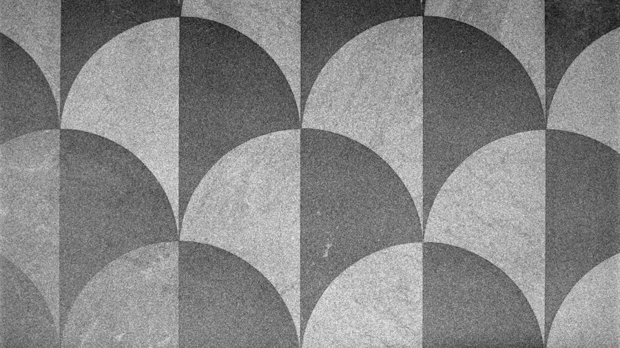 geometric art deco shower rod and curtain