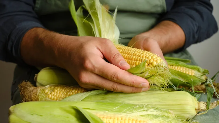 Viral Corn Shucking Hack Takes Kitchen Prep from Tedious to Two Minutes 2 hands preparing corn cob