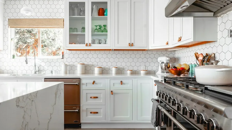 Century Old Kitchen Gets Modern Storage Makeover: What Shoppers Should Know 3 hexagonal tile kitchen flooring