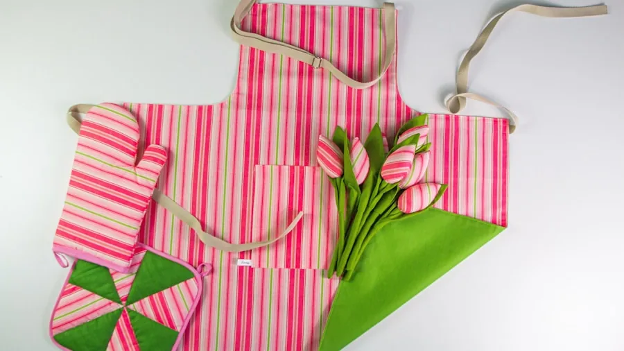 kitchen aprons oven mitts hanging