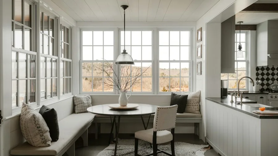 kitchen window nook with plants
