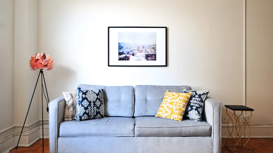 living room wall lamp near couch