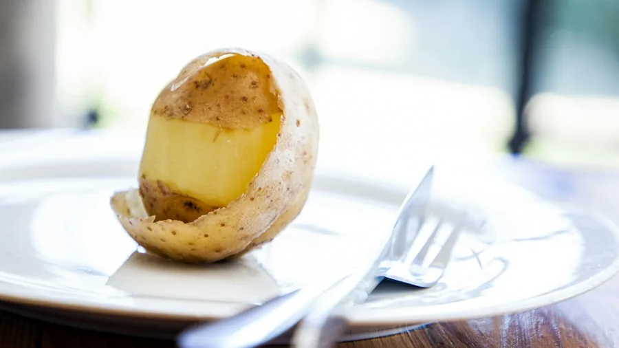 microwave cooking potato interior