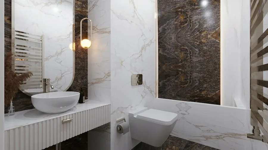 Taj Mahal Porcelain vs Marble: What Bathroom Shoppers Need to Know About Durability and Cost 2 modern bathroom tiles installation
