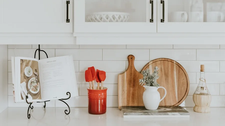 Magnetic Curtain Rod Hack Transforms Your Kitchen Range Hood Into Stylish Storage 3 modern farmhouse kitchen organization