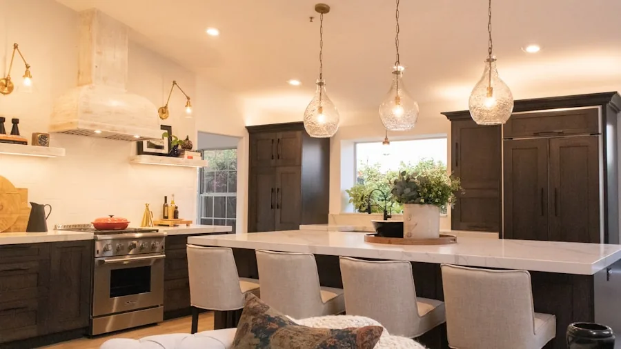 modern layered kitchen illumination