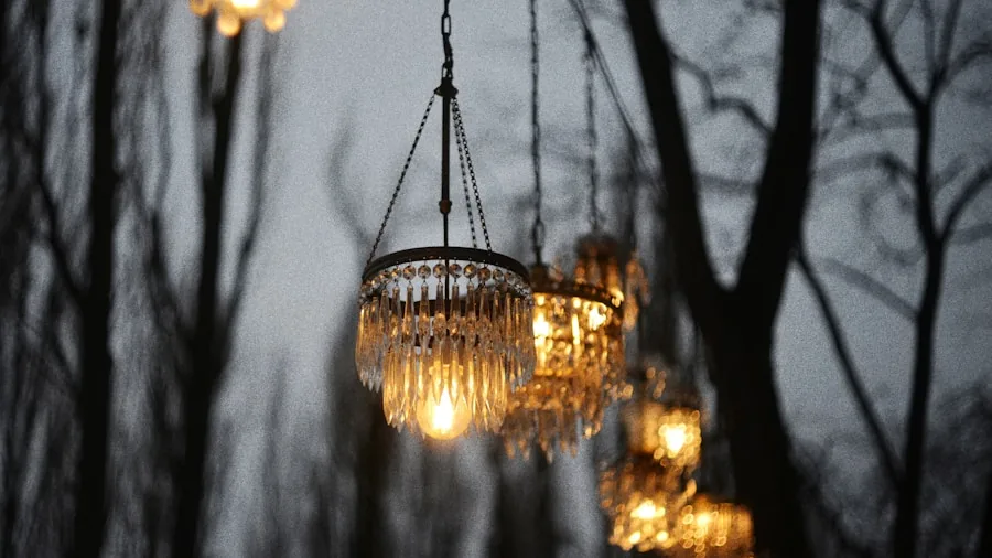 modern outdoor chandelier tree hanging
