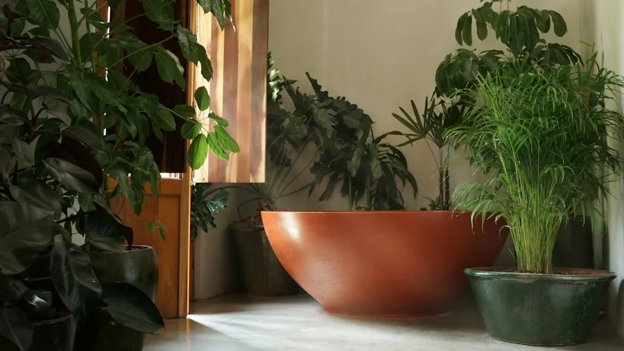 natural plant greenery bathroom interior