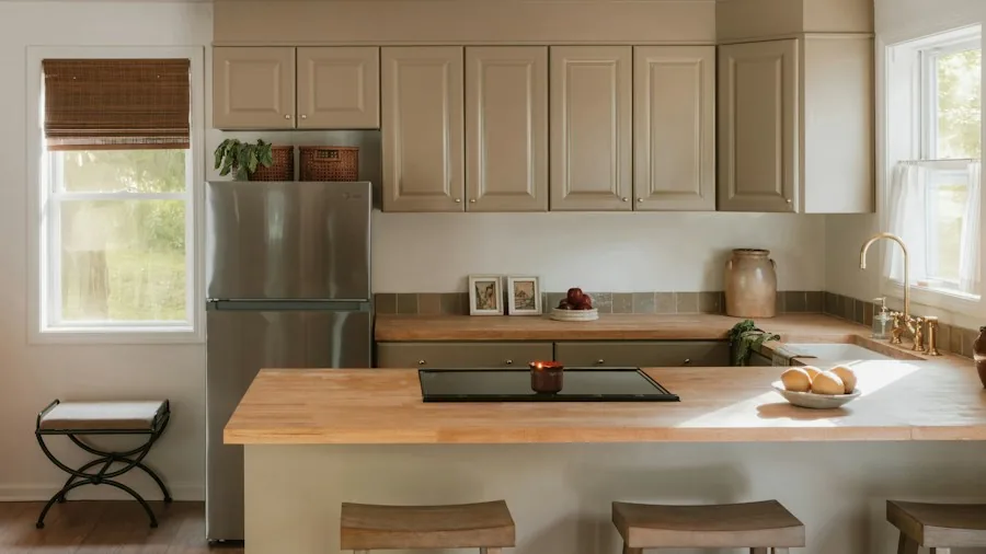 neutral color kitchen storage