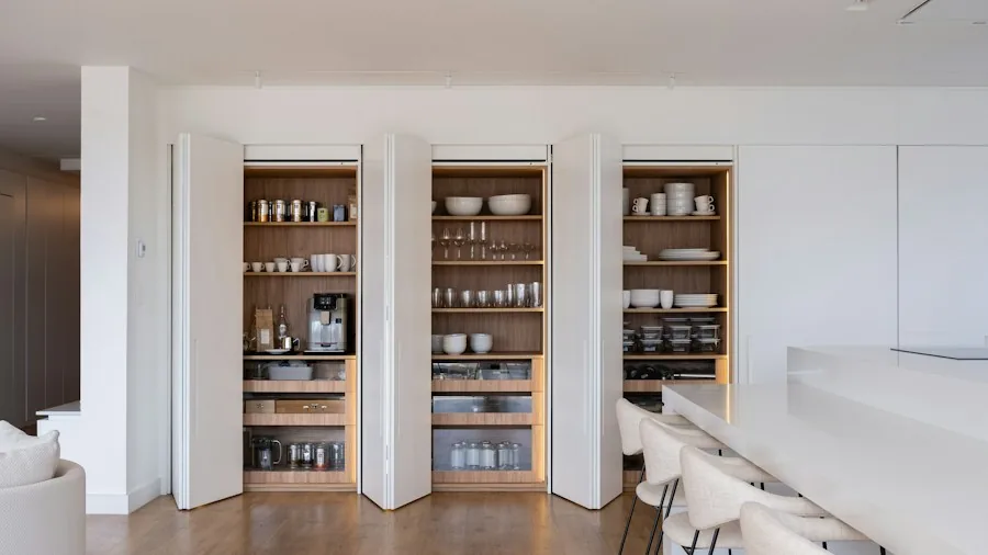 organized kitchen island storage space