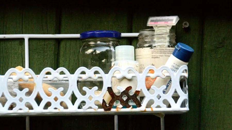 rustic bathroom shelf storage