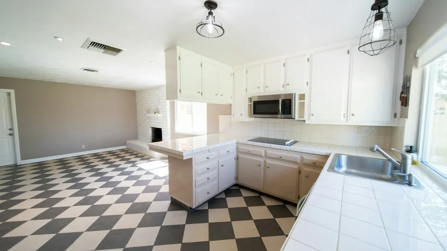 scrubbing kitchen floor