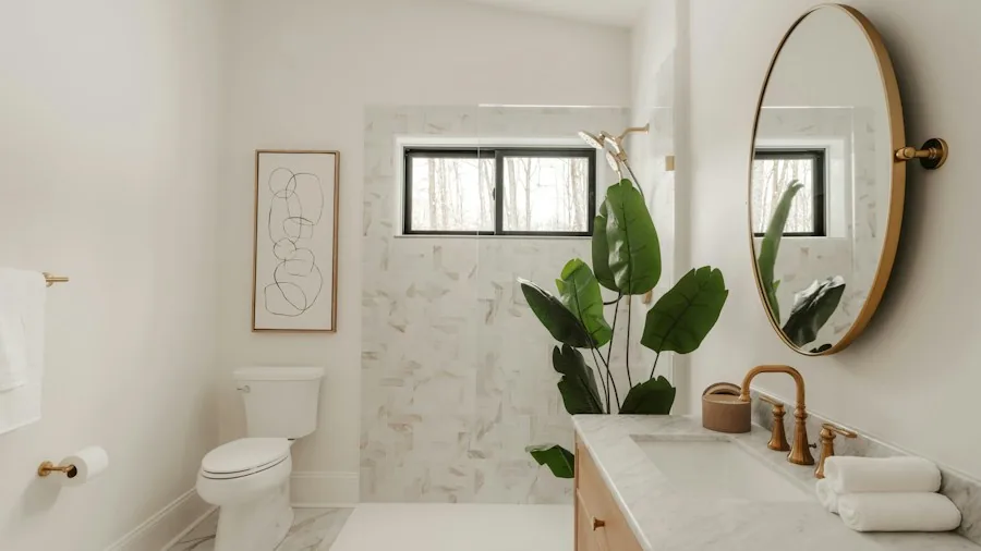 styled bathroom bohemian decor wood accessories