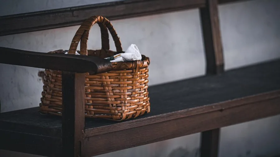 wicker rattan bohemian office workspace
