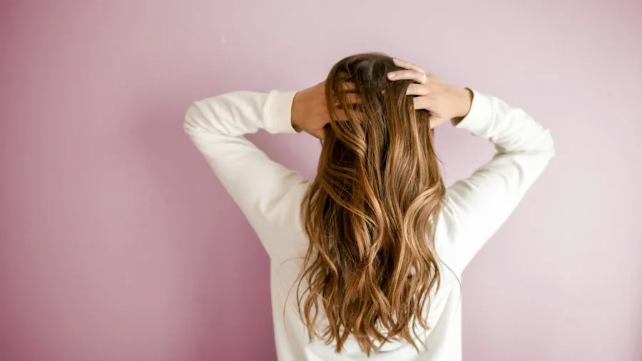 woman checking straight hair results