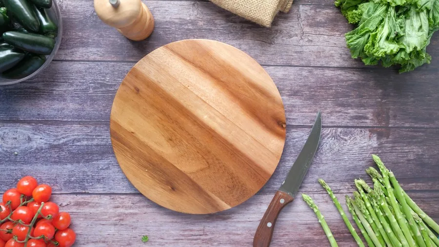 wooden cutting boards and utensils